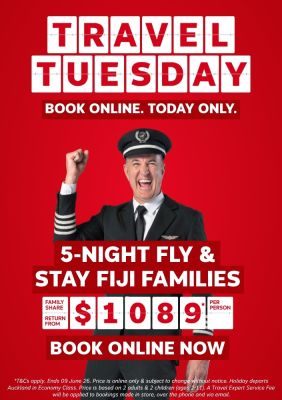 Travel Tuesday 5-night Fiji Family Holiday from $1089*pp family share