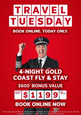 Travel Tuesday Gold Coast Fly and Stay from $1199*pp