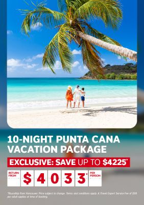 10-night Punta Cana Vacation Package - Exclusive: Save up to $4225* Return from Vancouver from $4033* per person