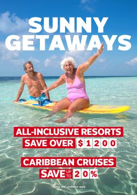 Sunny Getaways All-inclusive resorts save over $1200* Caribbean Cruises save up to 20%