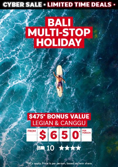 Bali multi-stop holiday. $475* bonus value Legian & Canggu from $650* per person