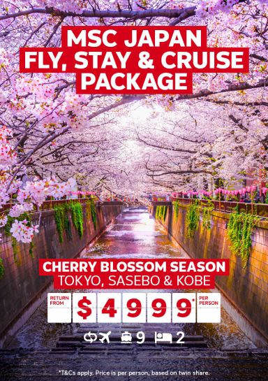 MSC Japan fly stay and cruise package cherry blosson season