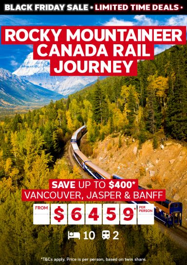 Rocky Mountaineer Canada rail journey. Save up to $400* Vancouver, Jasper & Banff from $6459* per person