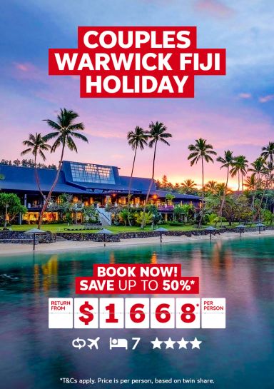 Couples Warwick Fiji Holiday. Book now! Save up to 50%* return from $1668* per person