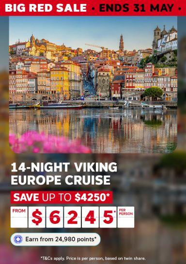 Colourful Porto cityscape reflected in the Douro River for a 14-night Viking Europe cruise saving up to $4250 from $6245 per person