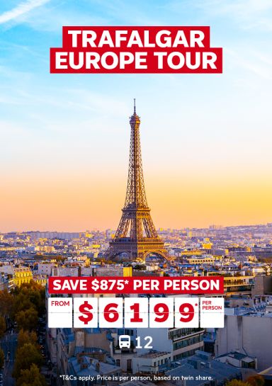 Trafalgar Europe tour | save $875* per person - from $6,199* per person | *T&Cs apply. Price is per person, based on twin share | Eifel Tower in Paris, France