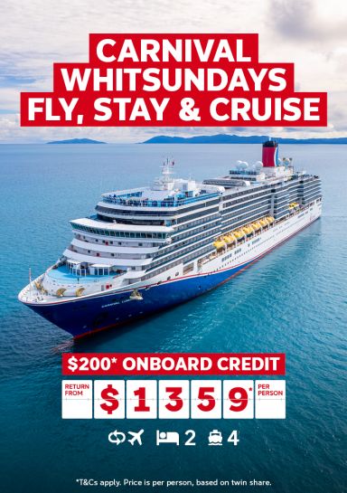 carnival whitsundays fly stay & cruise $200 onboard credit return from $1359 per person
