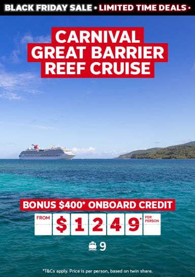 Carnival Great Barrier Reef Cruise. Bonus $400* onboard credit from $1249* per person