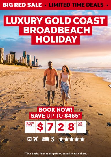 Luxury Gold Coast Broadbeach Holiday. Book now! Save up to $465* return from $728* for two
