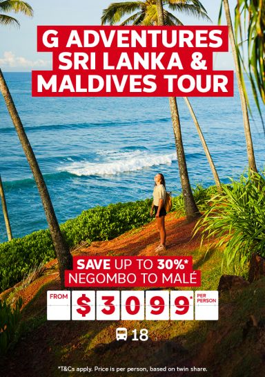 g adventures sri lanka and maldives tour save up to 30% negombo to male from $3099 per person