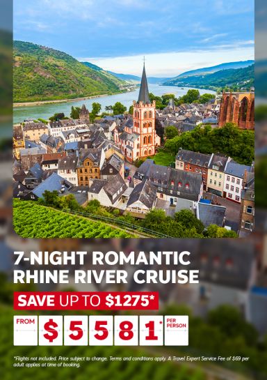 7-night romantic Rhine River cruise from $5581* per person | Save up to $1275*