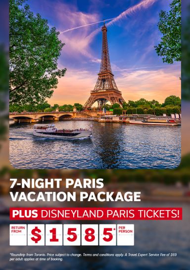 7-night Paris vacation package from $1585* per person | Plus Disneyland Paris tickets*