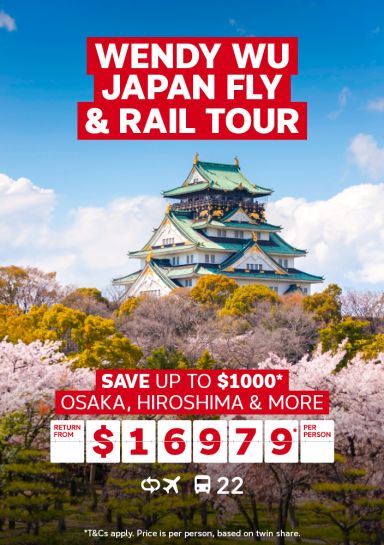 Wendy Wu Japan fly & rail tour. Save up to $1000* Osaka, Hiroshima & more return from $16979* per person
