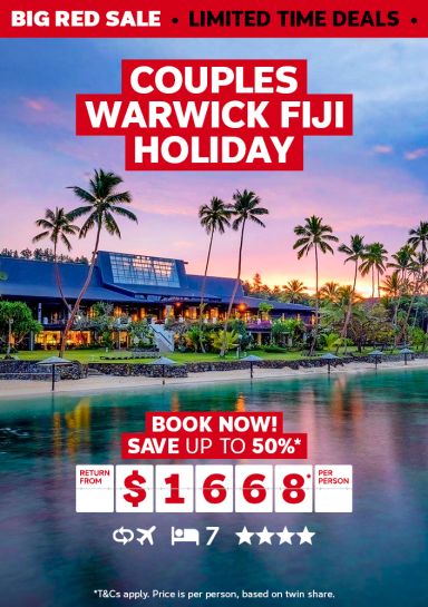 Couples Warwick Fiji Holiday. Book now! Save up to 50%* return from $1668* per person