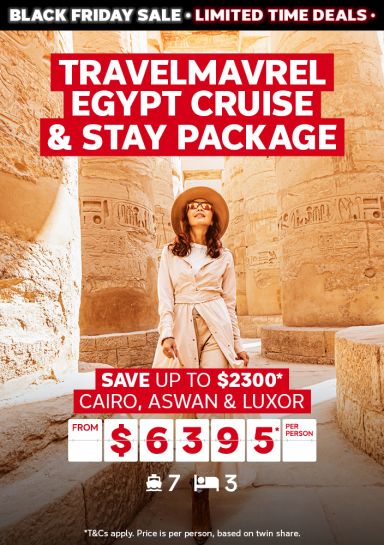 Travelmarvel Egypt Cruise & Stay Package. Save up to $2300* Cairo, Aswan & Luxor from $6395* per person