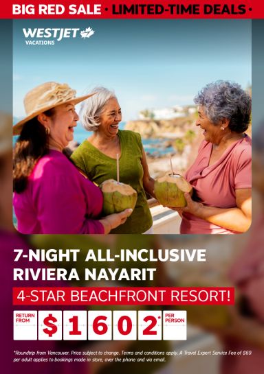 7-night all-inclusive Riviera Nayarit with WestJet Vacations | 4-star beachfront resort return from Vancouver from $1602* per person