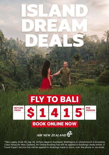Fly to Bali with Air NZ return from $1415*pp