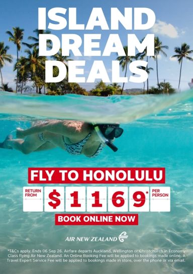 Fly to Honolulu with Air NZ return from $1169*pp