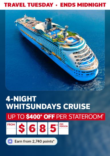Travel Tuesday: 4-night Whitsundays cruise, up to $400 off per stateroom, from $685 per person, ends midnight