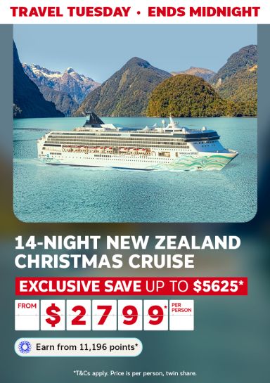 Princess cruise ship featuring an exclusive 14-night New Zealand Christmas cruise from $2,799