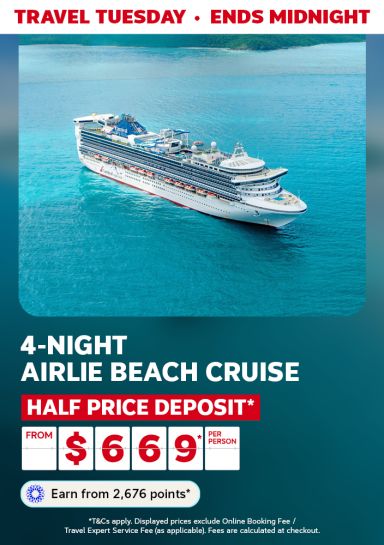Carnival cruise ship at sea featuring a 4-night Airlie Beach cruise from $669