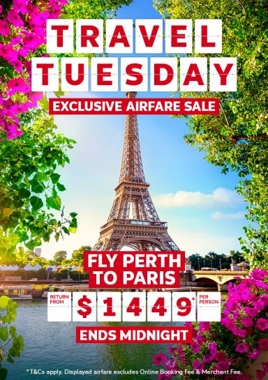 Fly Perth to Paris return from $1449* per person