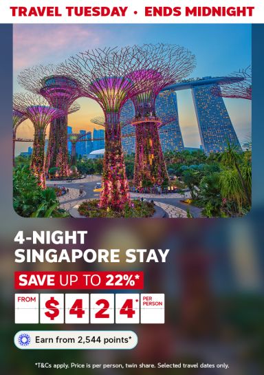 Gardens by the Bay and Marina Bay Sands in Singapore, featuring a 4-night Singapore stay from $424