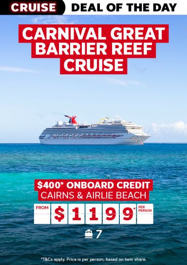 Carnival Great Barrier Reef Cruise. $400* onboard credit. Cairns & Airlie Beach from $1199* per person