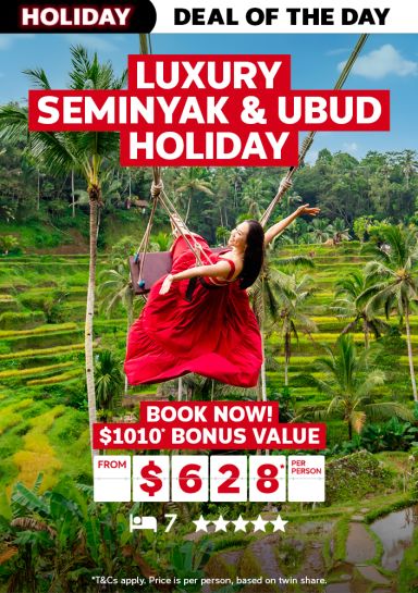 Luxury Seminyak & Ubud holiday. Book now! $1010* bonus value from $628* per person