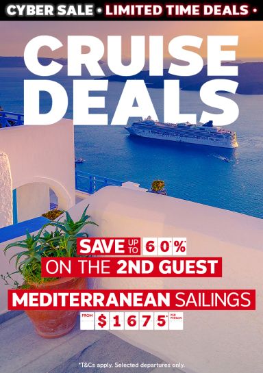 Cruise deals. Save up to 60%* on the 2nd guest. Mediterranean sailings from $1675* per person