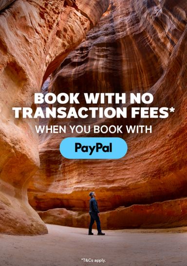 Book with no transaction fees* when you book with PayPal | *T&Cs apply.