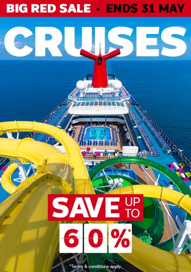Big Red Sale - ends 31 May | Cruises - save up to 60%*| *terms & conditions apply. Carnival Cruise ship