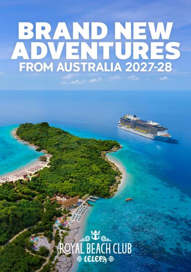 Brand New Adventures from Australia 2027-28 | Royal Beach Club Lelepa | Royal Caribbean Cruise Ship next to Lelepa Island