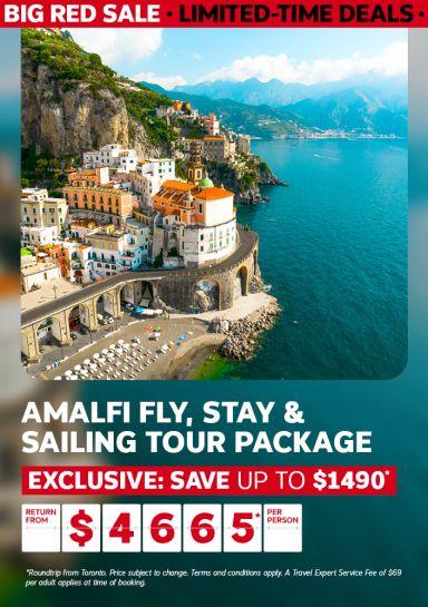 Amalfi Fly, Stay & Sailing Tour Package from $4665* per person | Exclusive: Save up to $1490*