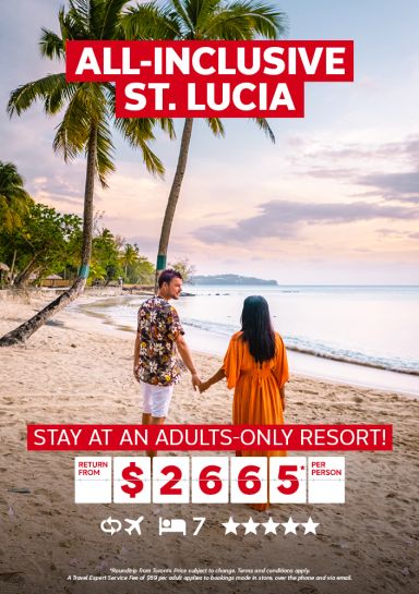 7-night All-inclusive St. Lucia WestJet Vacations return from $2665* per person
