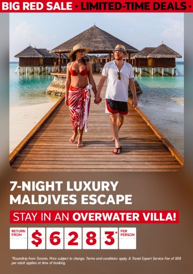 7-night luxury Maldives escape return from $6283* per person | Stay in an overwater villa!