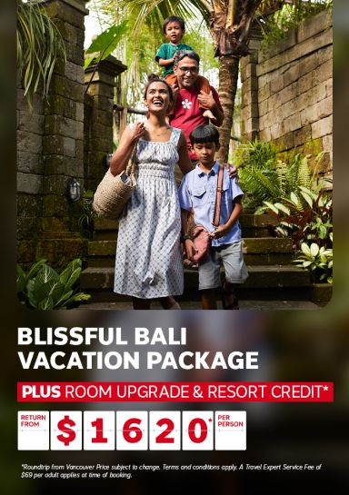 Bali vacation package return from $1620* per person