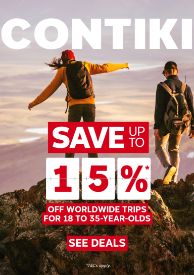 Contiki - SAVE up to 15% OFF worldwide trips for 18 - 35 year olds