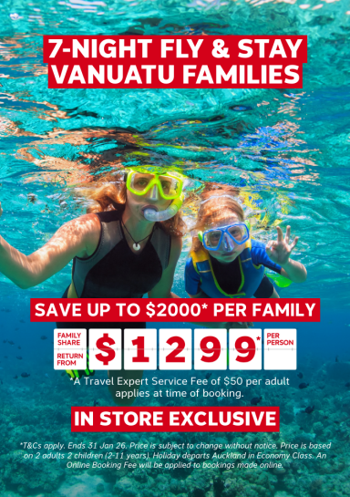7-NIGHT FLY & STAY VANUATU FAMILIES
