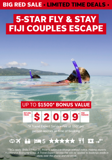 5-STAR FLY & STAY FIJI COUPLES ESCAPE