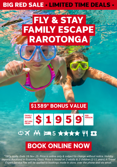 FLY & STAY FAMILY ESCAPE RAROTONGA
