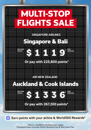 International flights sale business class Sydney to Rome from $6755 and Melbourne to Istanbul from $7509 per person return