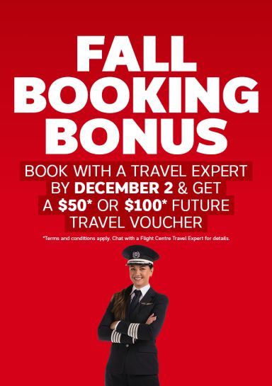 Fall Booking Bonus In-Store Travel Expert Promo