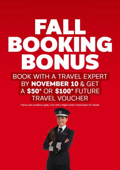 Fall Booking Bonus In-Store Travel Expert Promo