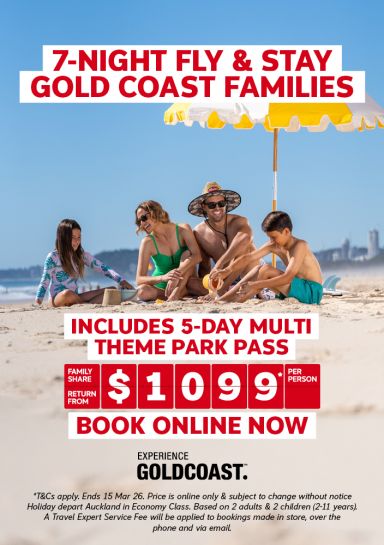 Experience Gold Coast Sale 2 - 15 March 26 Family Holiday from $1099*pp