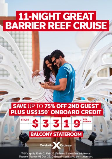 11-night Great Barrier Reef Cruise from $3319*pp Celebrity Cruises