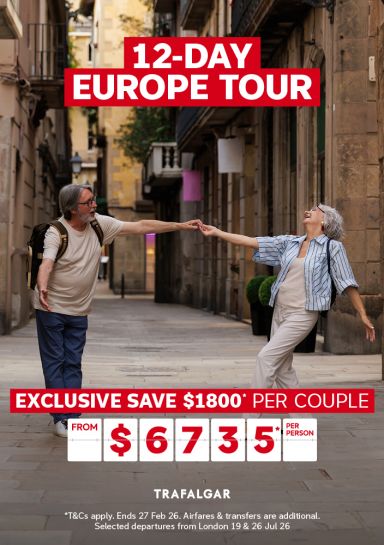 12 day Europe tour from $6735*pp with Trafalgar 