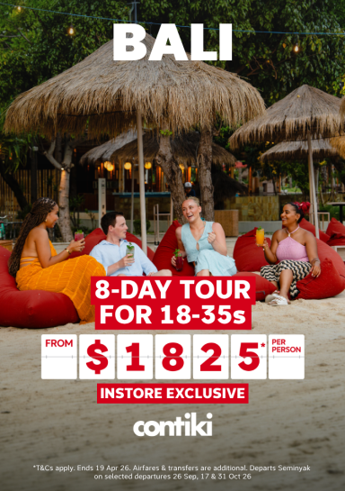 Contiki 8-day Bali tour from $1825*pp