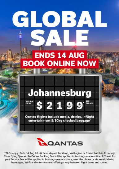 Fly to Johannesburg return with Qantas from $2199*pp