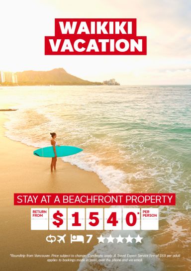 Waikiki Vacation - stay at a beachfront property - return from $1540* per person
